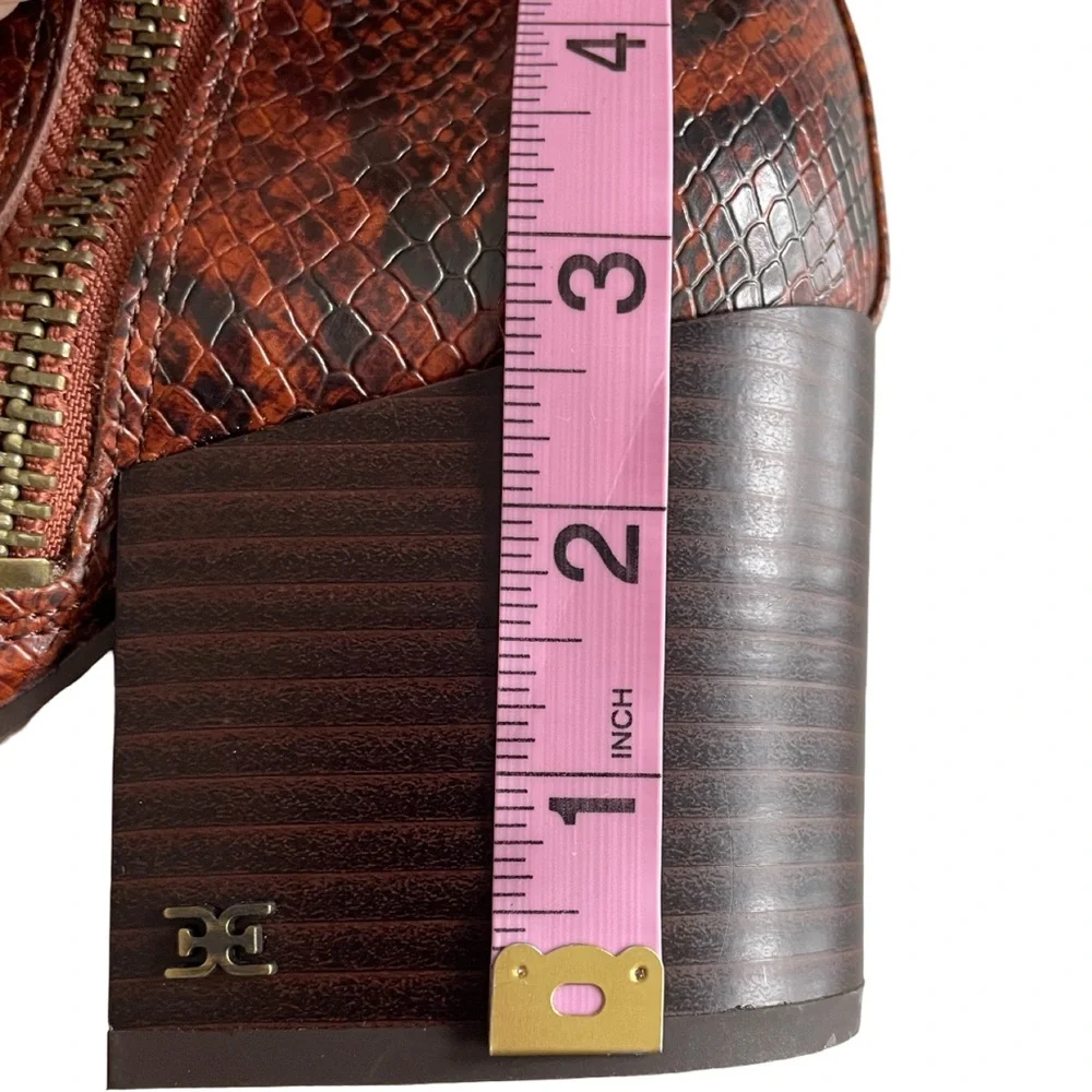 Sam Edelman Carlysle Snakeskin Print Leather Boots Block Heel Women’s Size 9